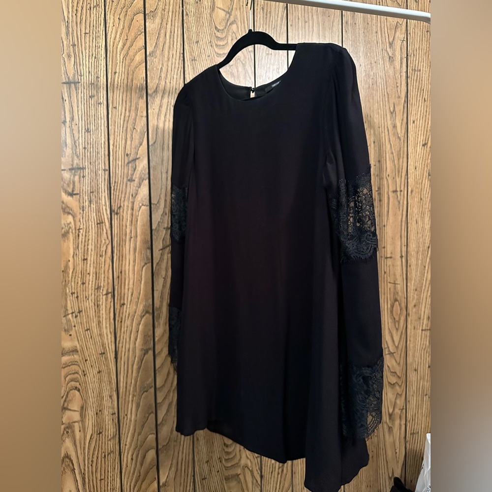 Forever 21 Black Mini Dress with Lace Sleeves